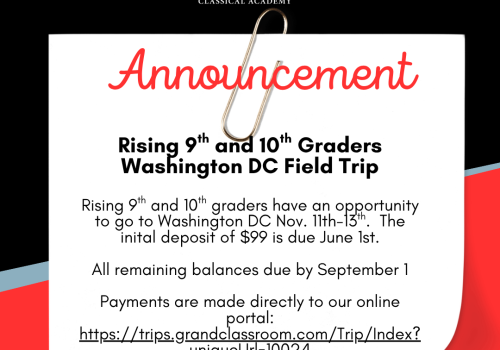 Washington DC Trip Registration Now Open for Rising 9th & 10th Grade Students
